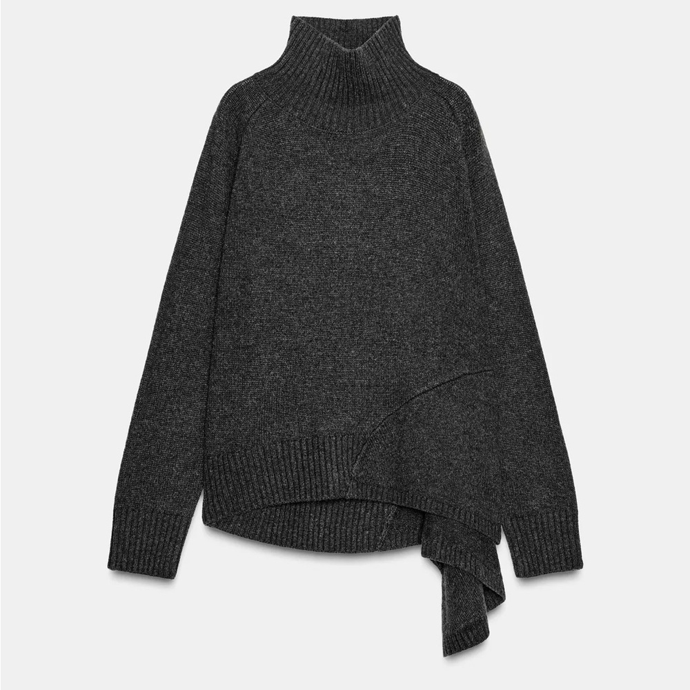 ZARA WOOL SWEATER WITH ASYMMETRIC HEM